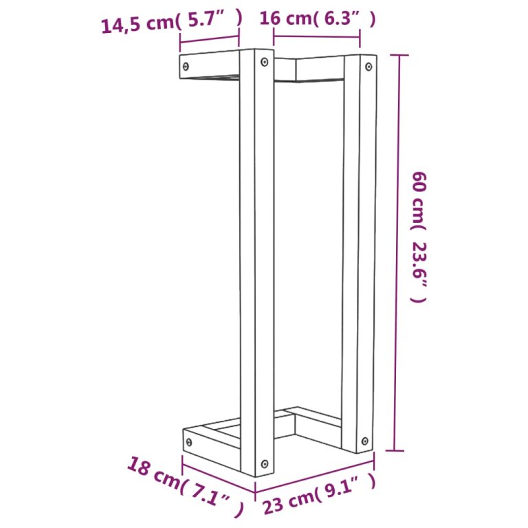 Suport pentru prosoape, alb, 23x18x60 cm, lemn masiv de pin