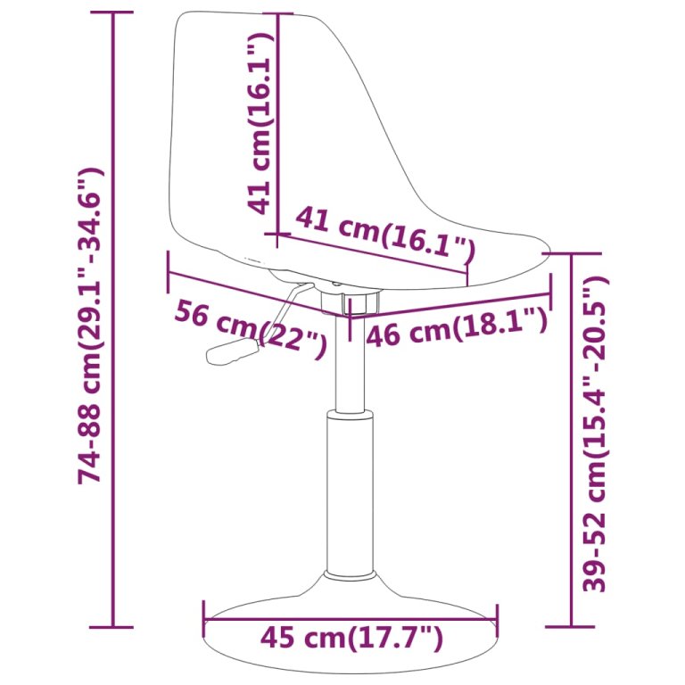 Scaune de bucătărie pivotante, 4 buc., lila, PP