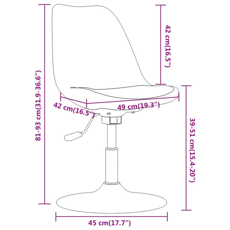 Scaune de bucătărie pivotante, 4 buc., maro închis, textil