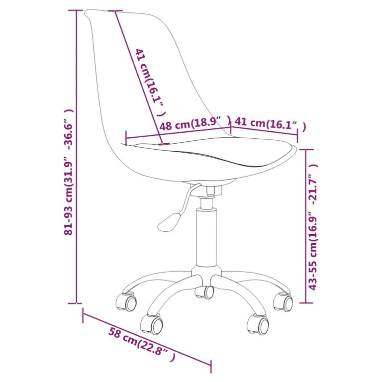 Scaune de bucătărie pivotante, 4 buc., violet, textil