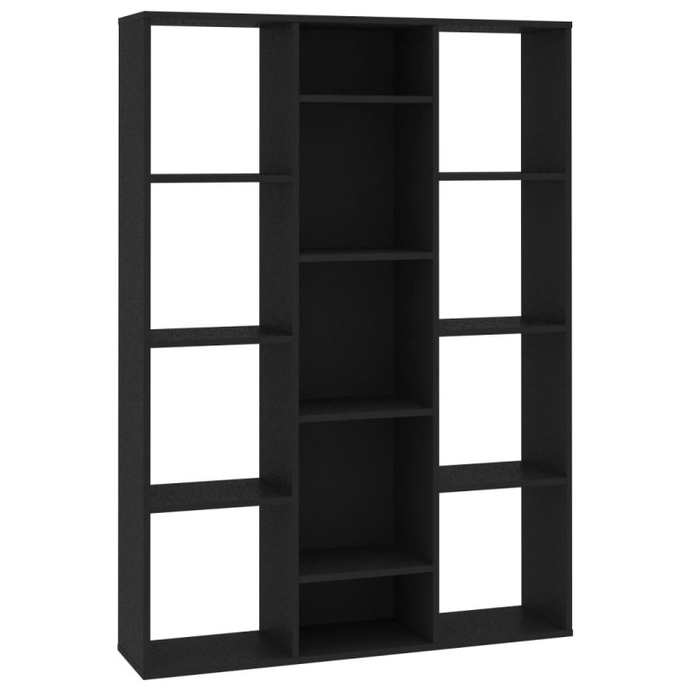 Separator cameră/Bibliotecă, negru 100x24x140 cm lemn prelucrat