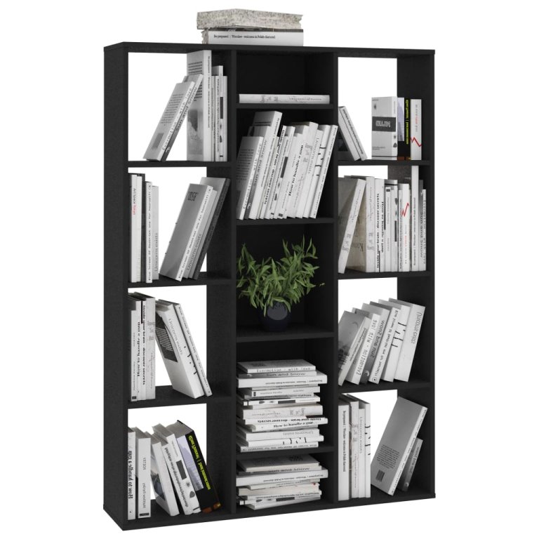 Separator cameră/Bibliotecă, negru 100x24x140 cm lemn prelucrat