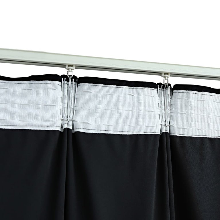 Draperii opace, 2 buc., negru, 140x225 cm, catifea, cu cârlige