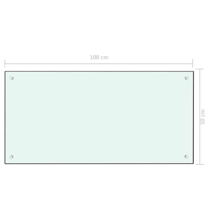 Panou antistropi de bucătărie, alb, 100x50 cm sticlă securizată