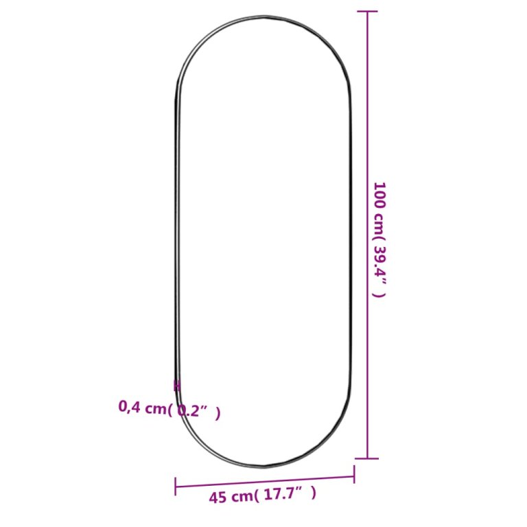 Oglindă de perete, 45x100 cm, oval, sticlă