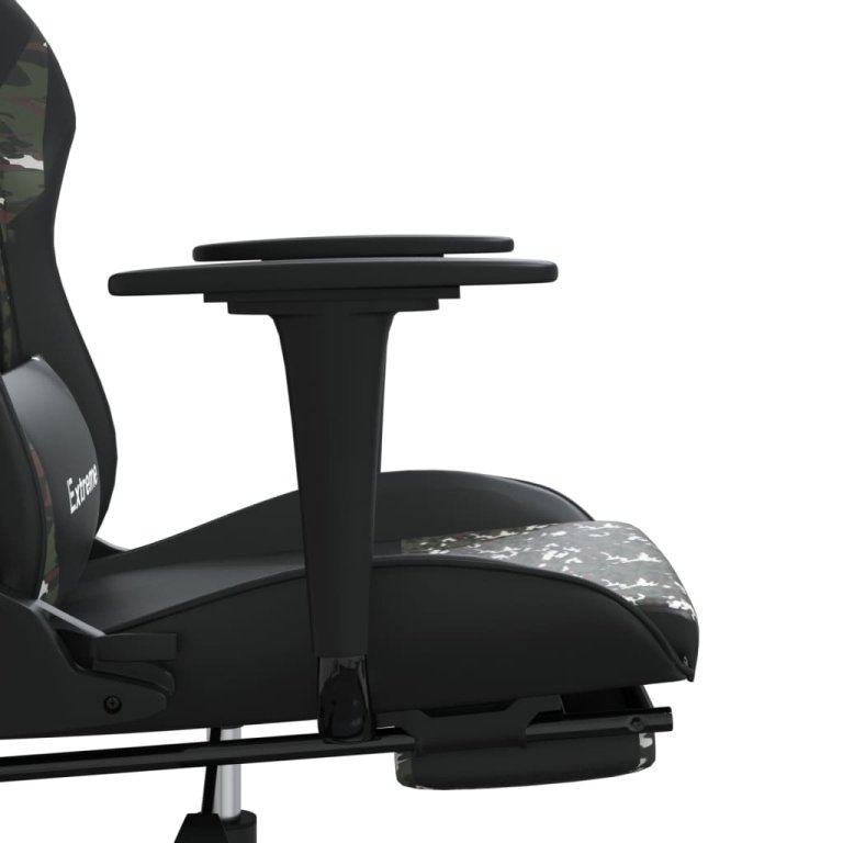 Scaun de gaming cu suport picioare, negru/camuflaj, piele eco