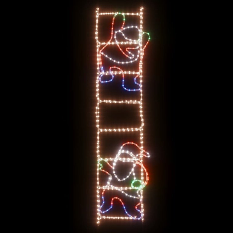 Figurină Moș Crăciun pe scară, pliabilă, 552 LED-uri, 50x200 cm