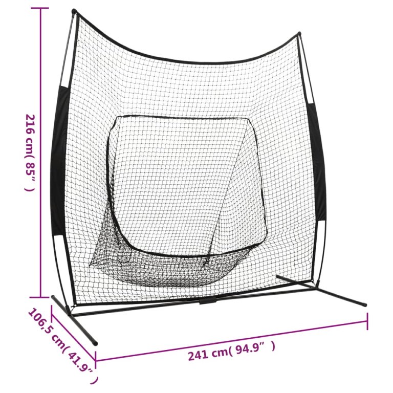 Plasă antrenament baseball/softball 241x106,5x216 cm metal