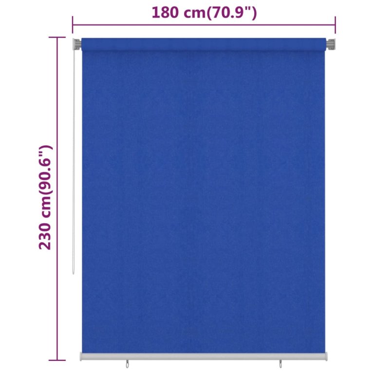 Jaluzea tip rulou de exterior, albastru, 180x230 cm, HDPE