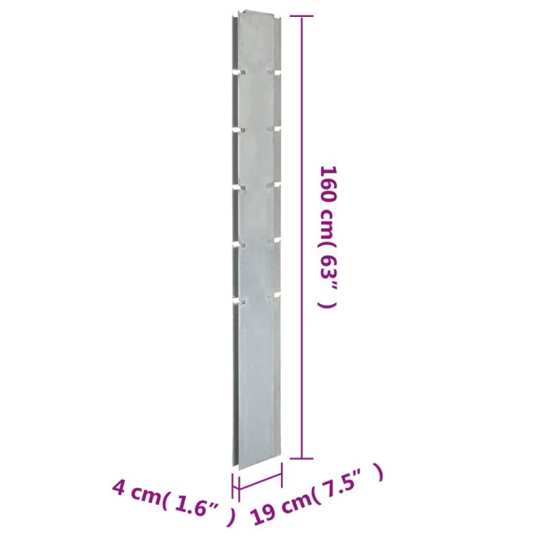 Stâlpi de gard de grădină 10 buc. argintiu 160 cm oțel