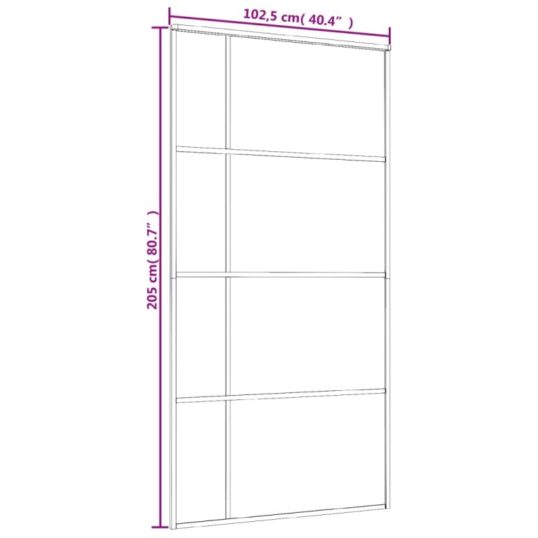 Ușă glisantă ,negru, 102,5x205 cm, sticlă mată ESG și aluminiu