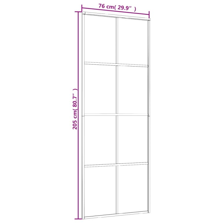 Ușă glisantă, negru, 76x205 cm, sticlă ESG și aluminiu