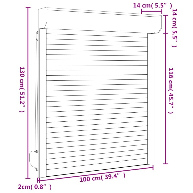 Oblon rulant, alb, 100 x 130 cm, aluminiu