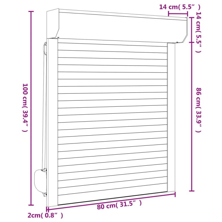 Oblon rulant, antracit, 80 x 100 cm, aluminiu