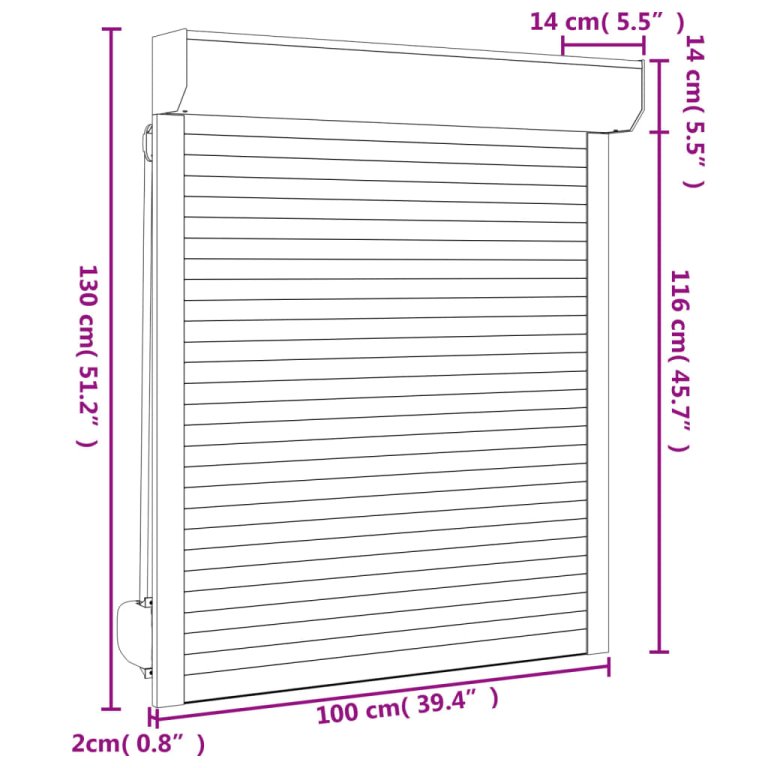 Oblon rulant, antracit, 100 x 130 cm, aluminiu