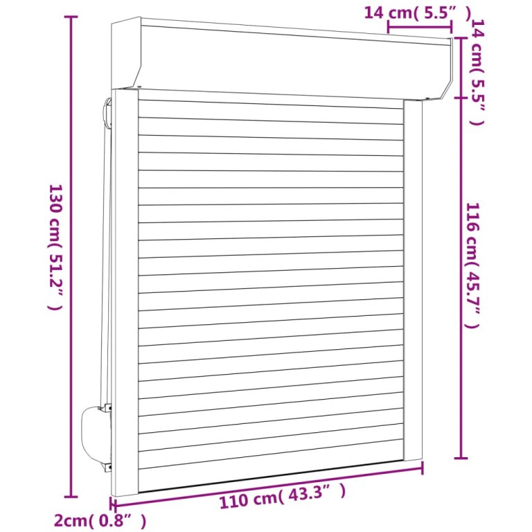 Oblon rulant, antracit, 110 x 130 cm, aluminiu