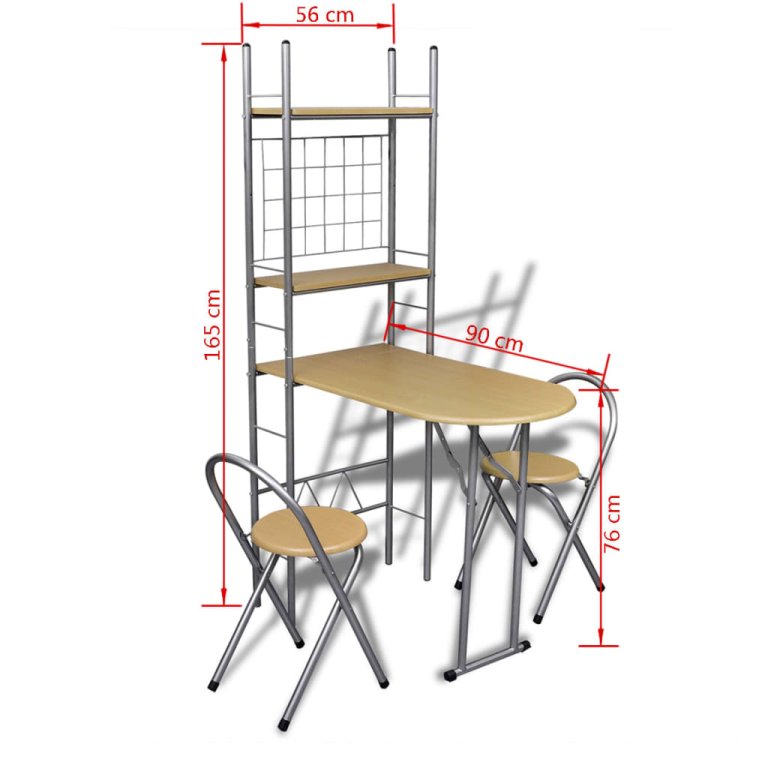 Set bar pentru mic dejun pliabil, cu 2 scaune