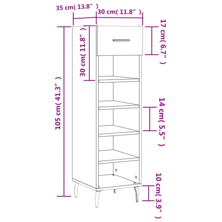 Pantofar, gri beton, 30x35x105 cm, lemn compozit