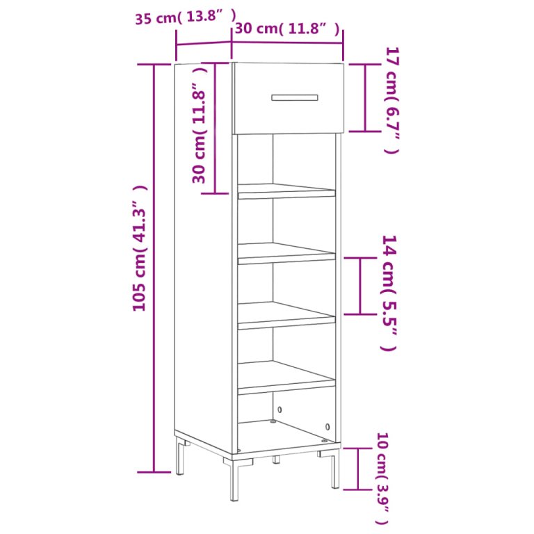 Pantofar, gri beton, 30x35x105 cm, lemn compozit