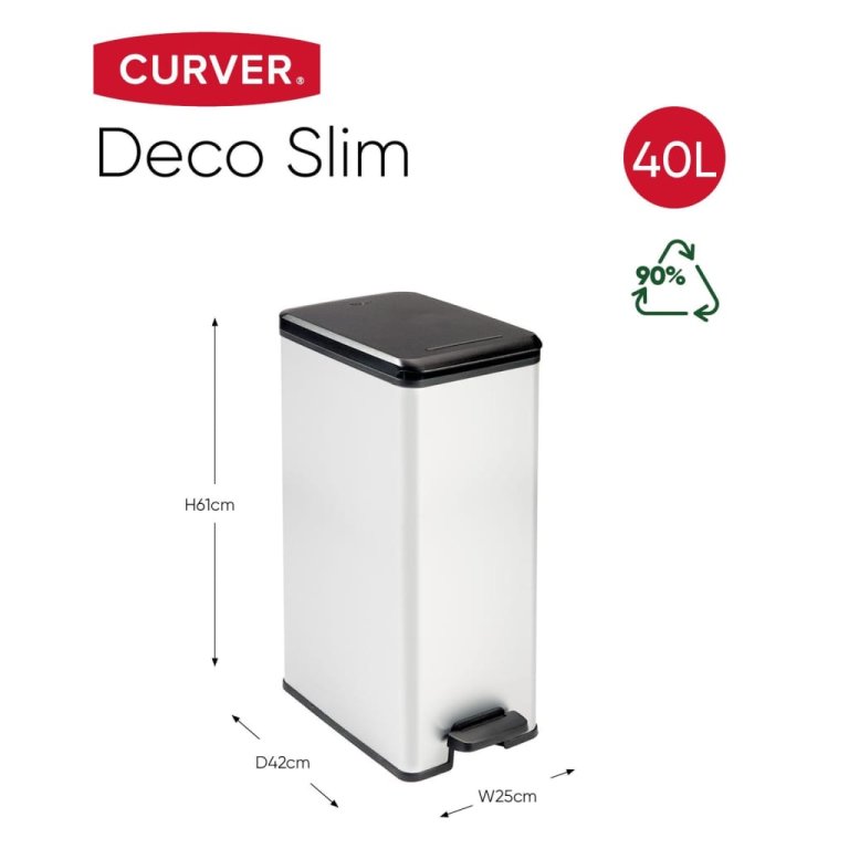 Curver Coș de gunoi cu pedală „Deco”, 40 L, argintiu