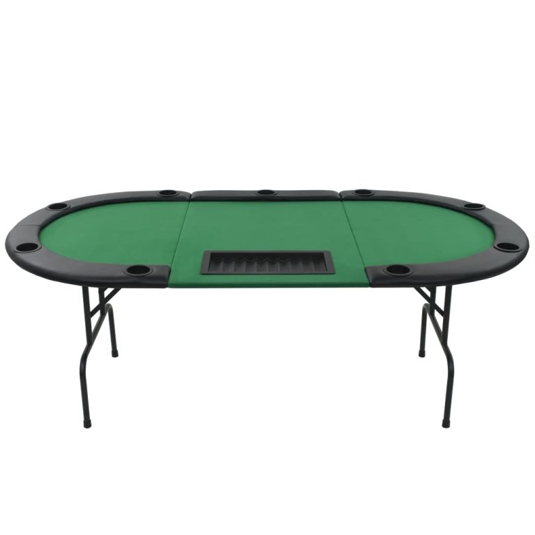 Masă de poker pliabilă în 3, pentru 9 jucători, oval, Verde