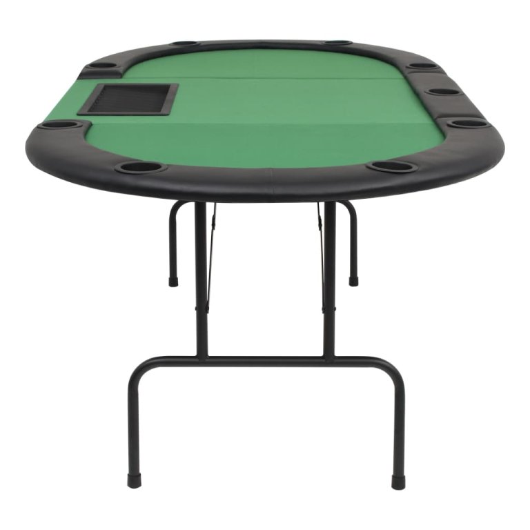 Masă de poker pliabilă în 3, pentru 9 jucători, oval, Verde