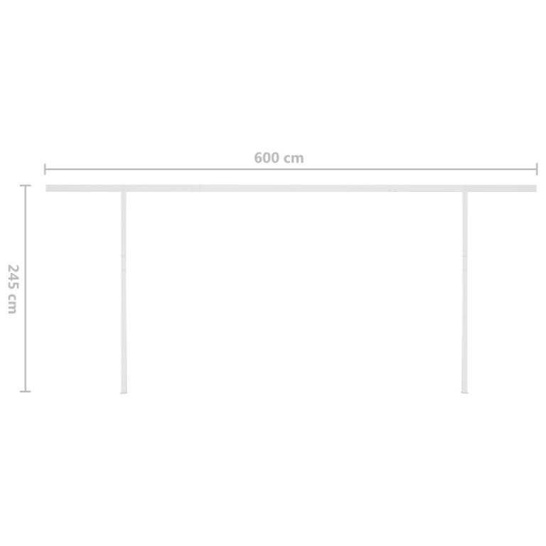 Copertină retractabilă manual LED portocaliu și maro, 6x3,5 m