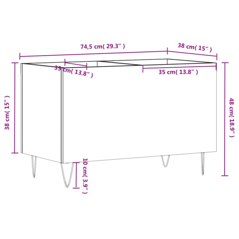 Dulap pentru discuri, gri beton, 74,5x38x48 cm, lemn prelucrat