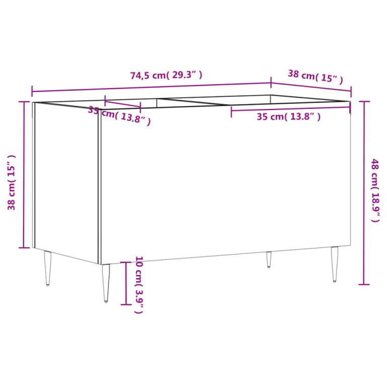 Dulap pentru discuri stejar afumat 74,5x38x48 cm lemn prelucrat