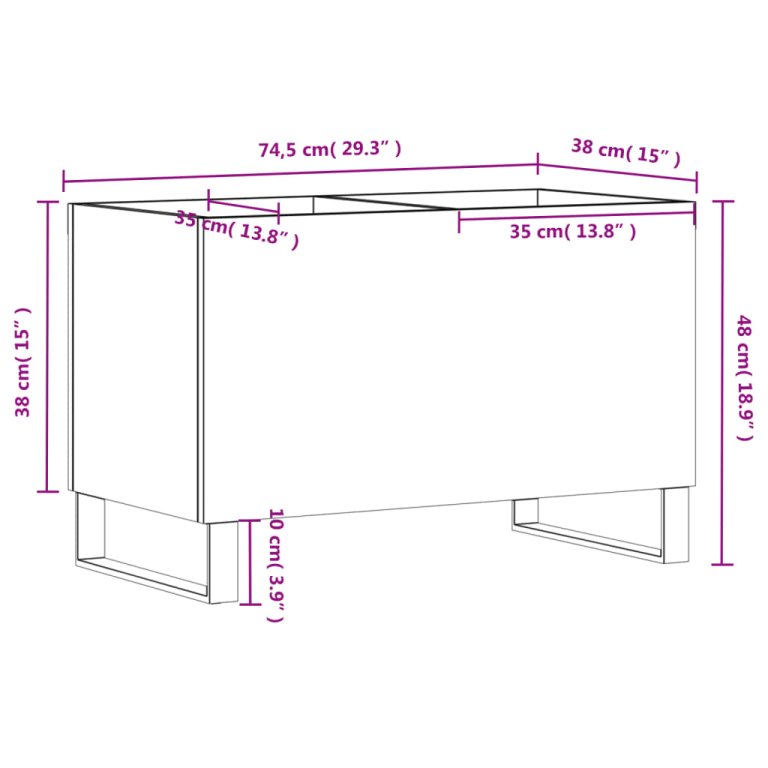 Dulap pentru discuri stejar afumat 74,5x38x48 cm lemn prelucrat