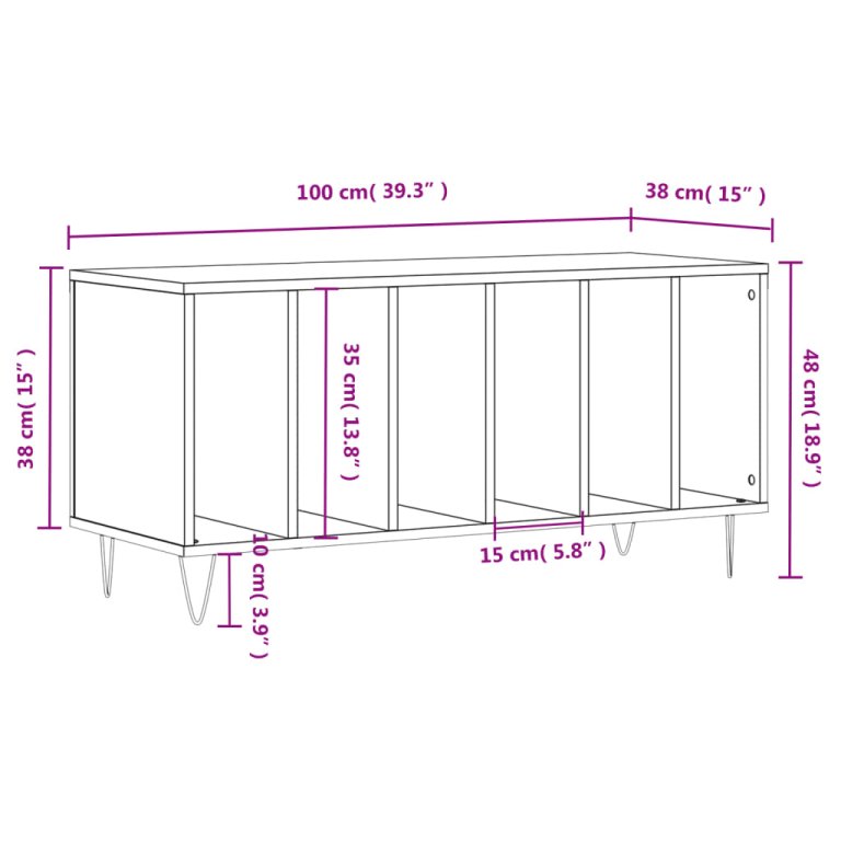 Dulap pentru discuri gri sonoma, 100x38x48 cm, lemn prelucrat