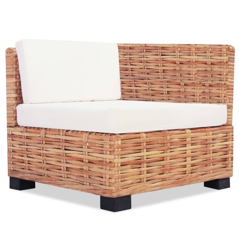 Set mobilier cu canapea 14 piese, culoare naturală, ratan