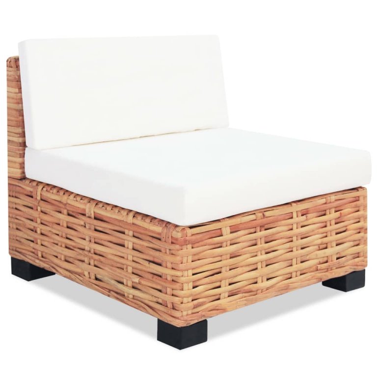 Set mobilier cu canapea 14 piese, culoare naturală, ratan