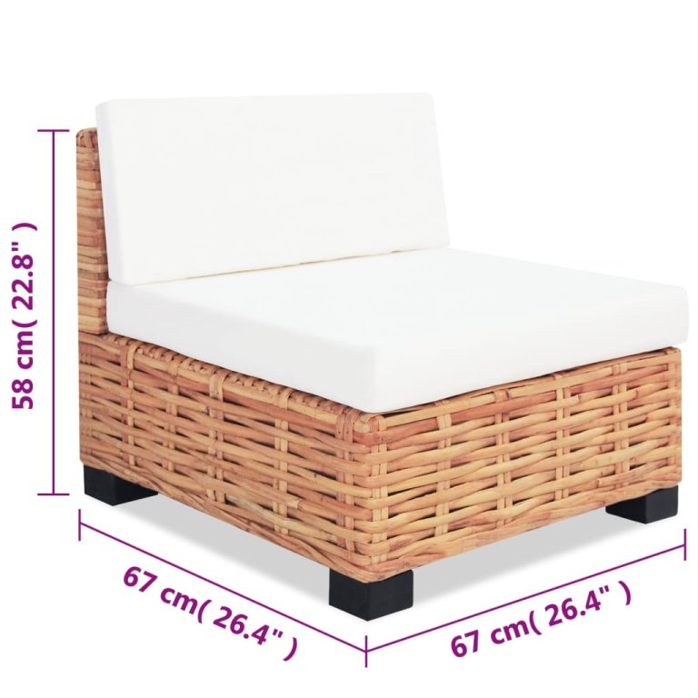 Set mobilier cu canapea 14 piese, culoare naturală, ratan