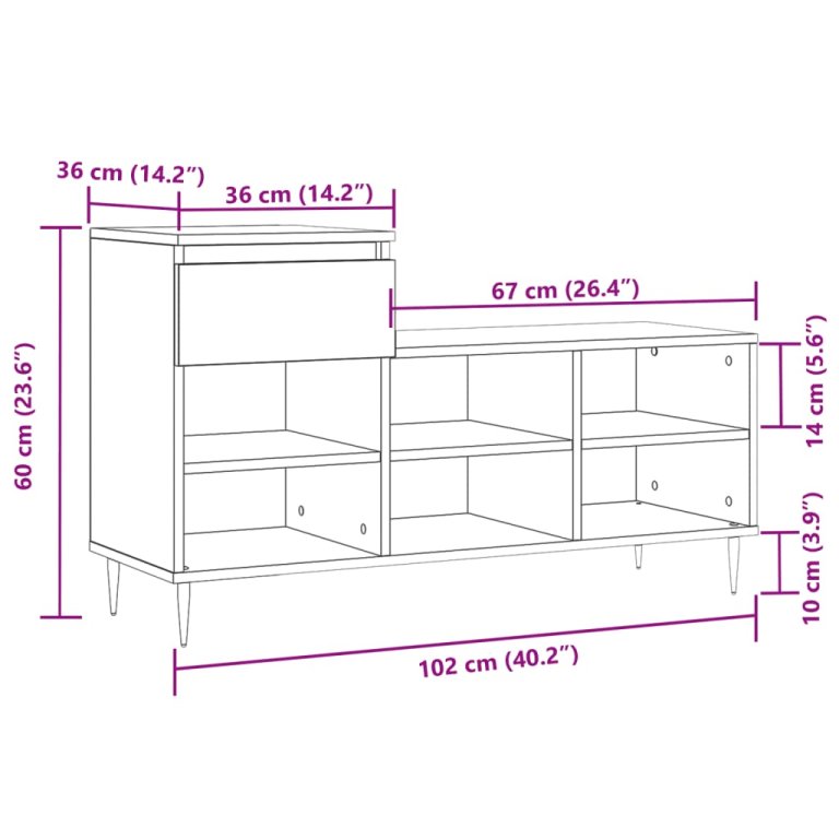 Pantofar, alb, 102x36x60 cm, lemn compozit