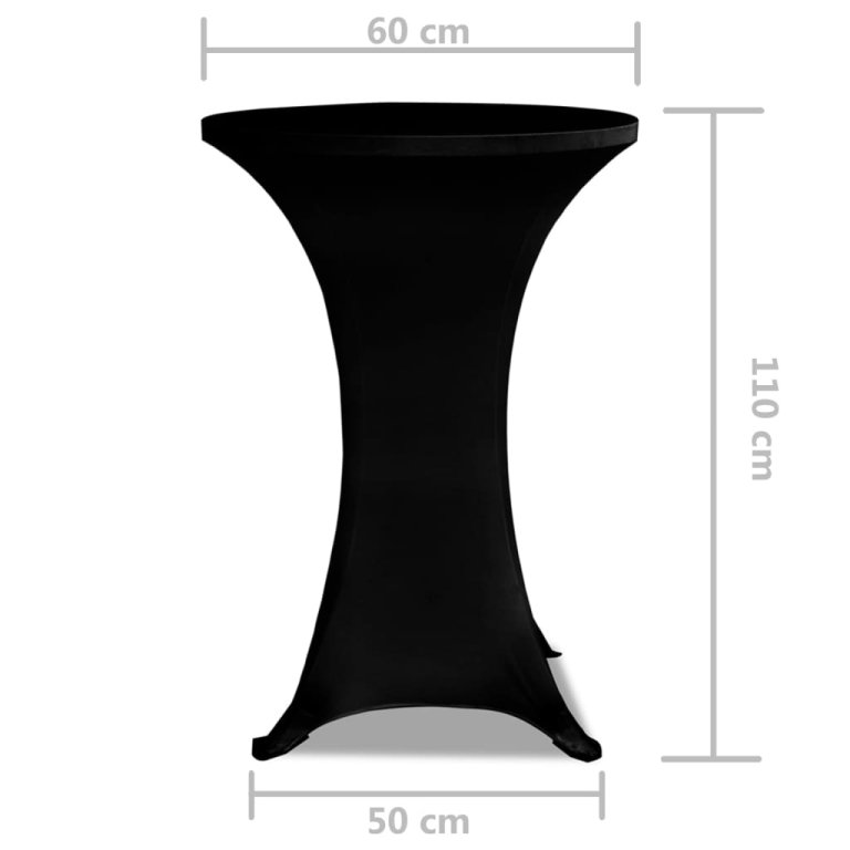 Husă de masă cu picior Ø60 cm, 2 buc., negru, elastic