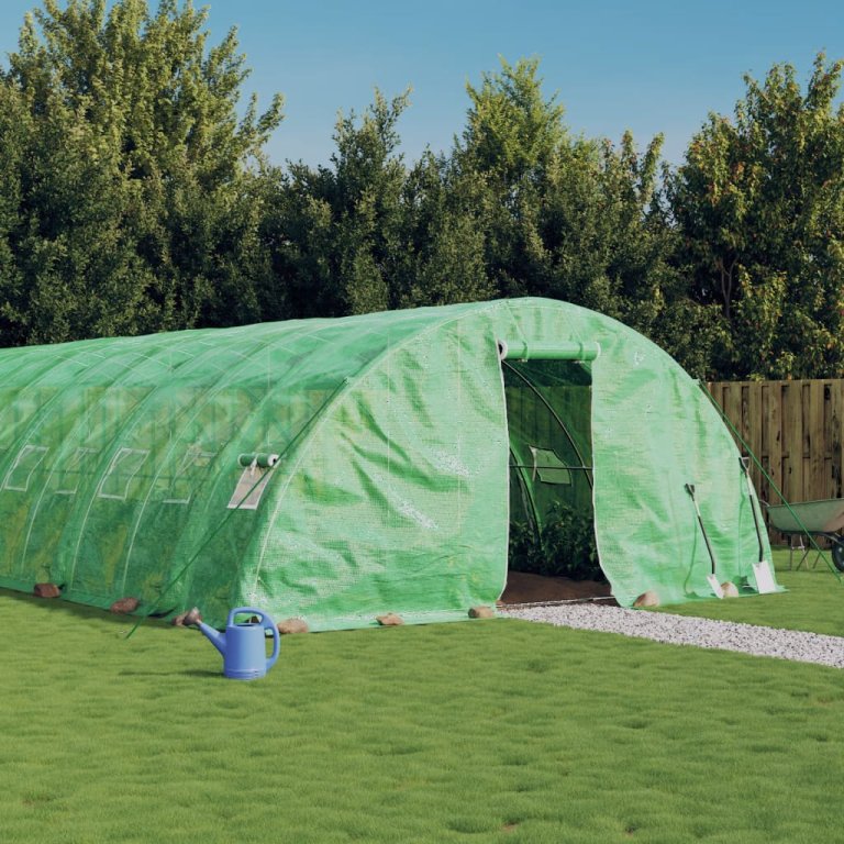 Seră cu cadru din oțel, verde, 80 m², 16x5x2,3 m