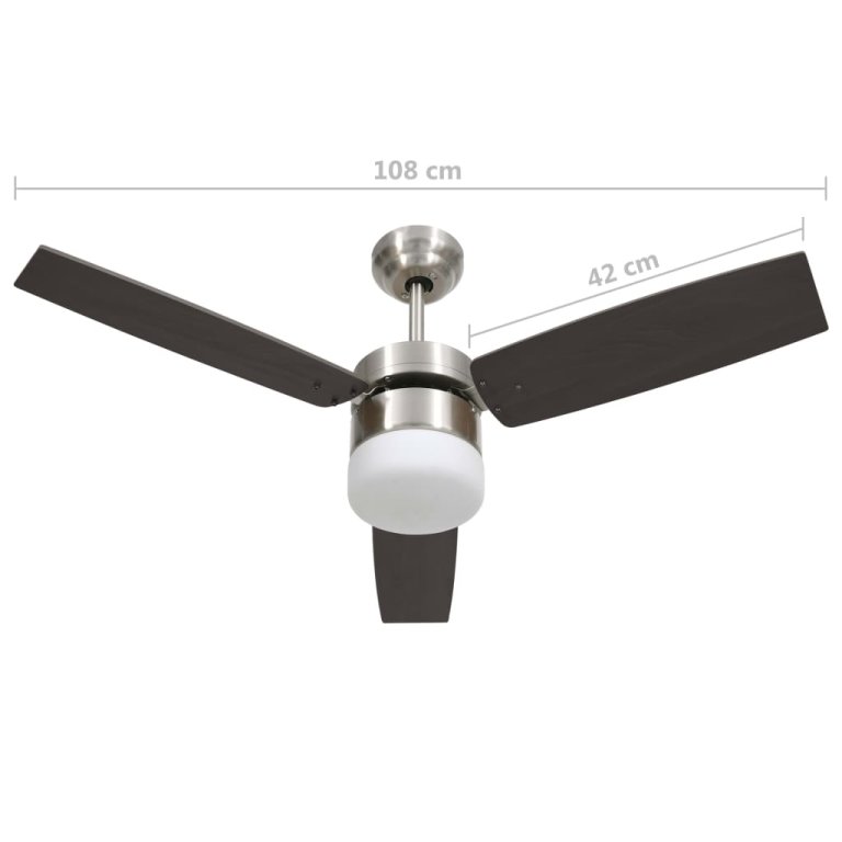 Ventilator tavan cu iluminare/telecomandă, maro închis, 108 cm