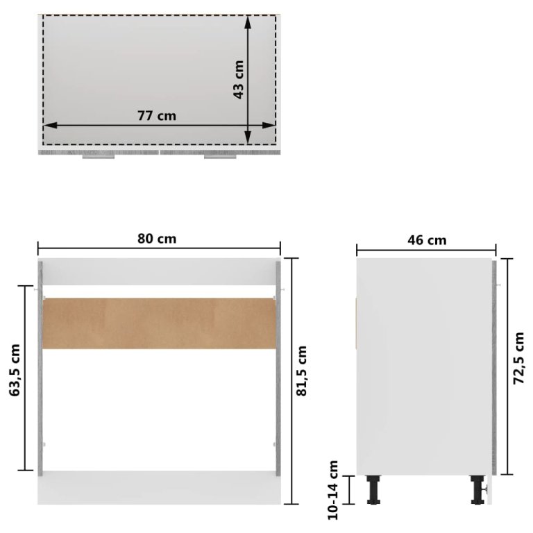 Dulap inferior de chiuvetă, gri sonoma, 80x46x81,5 cm, lemn