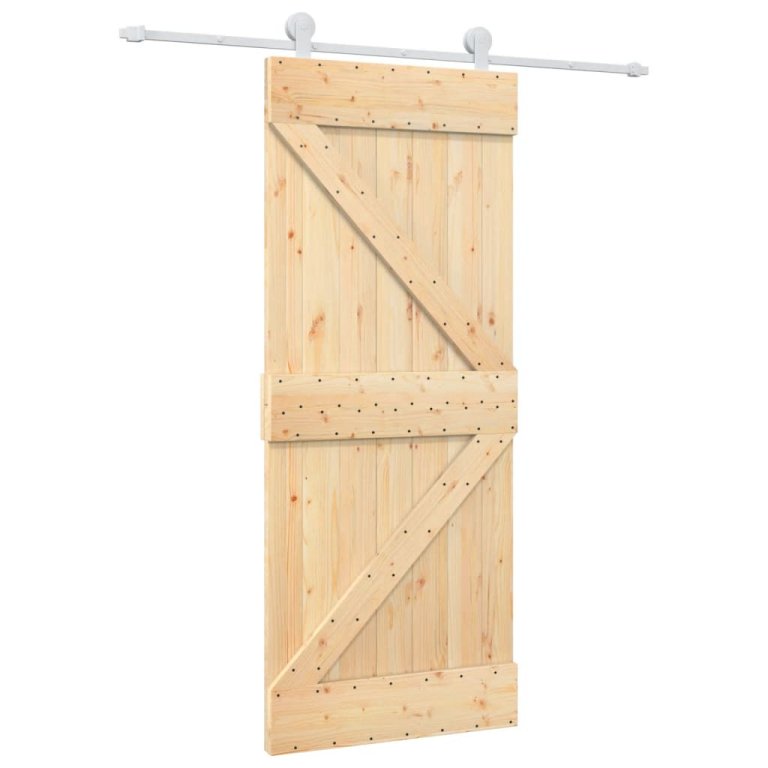 Ușă glisantă cu set de feronerie 85x210 cm, lemn masiv de pin