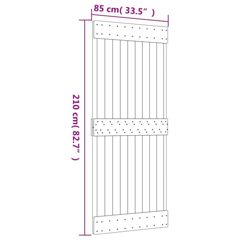 Ușă glisantă cu set de feronerie 85x210 cm, lemn masiv de pin