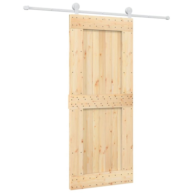 Ușă glisantă cu set de feronerie 85x210 cm, lemn masiv de pin