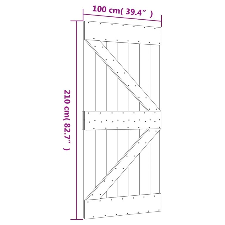 Ușă glisantă cu set feronerie, 100x210 cm, lemn masiv de pin