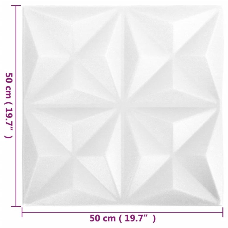 Panouri de perete 3D 24 buc. alb 50x50 cm model origami 6 m²