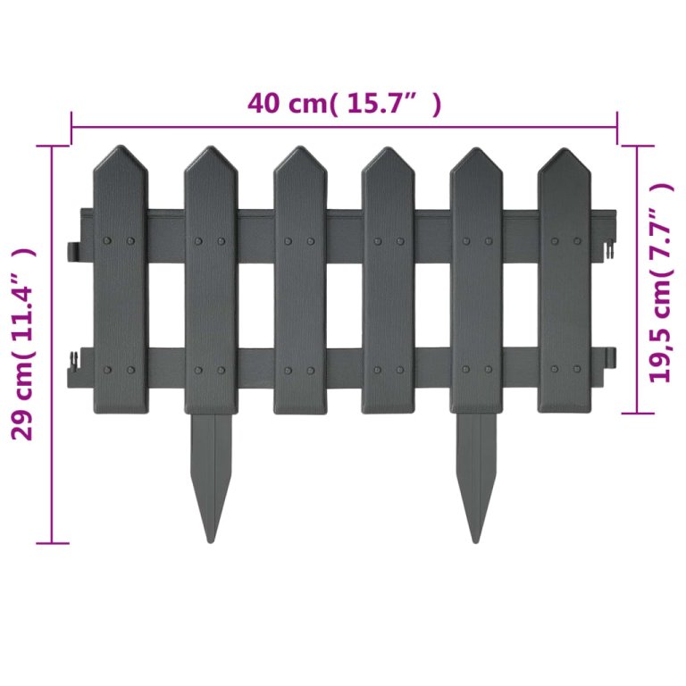 Borduri de gazon, 25 buc., antracit, 10 m, PP