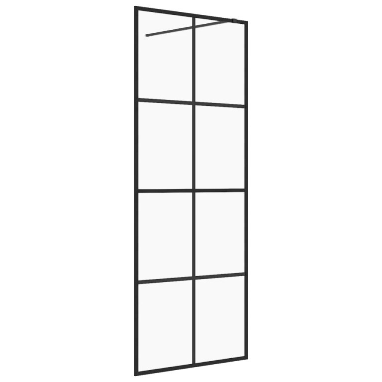 Paravan de duș walk-in negru 80x195 cm sticlă ESG transparentă