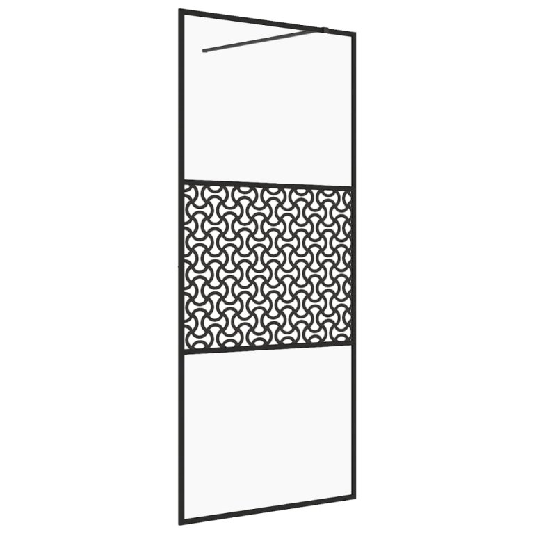 Paravan de duș walk-in negru 115x195 cm sticlă ESG transparentă