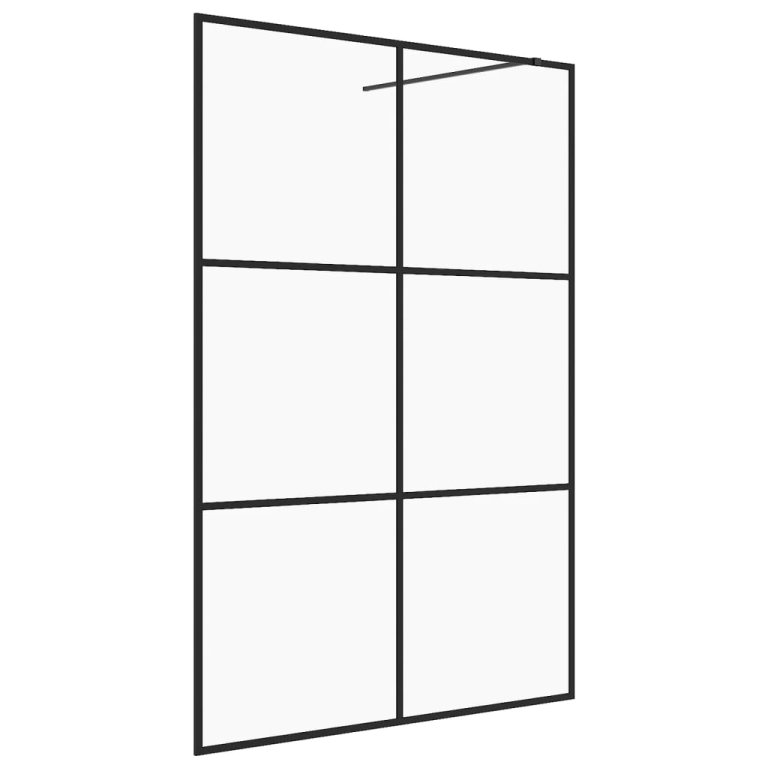 Paravan de duș walk-in negru 140x195 cm sticlă ESG transparentă