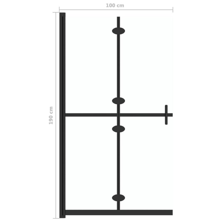 Perete de duș walk-in pliabil 100x190cm sticlă ESG transparentă