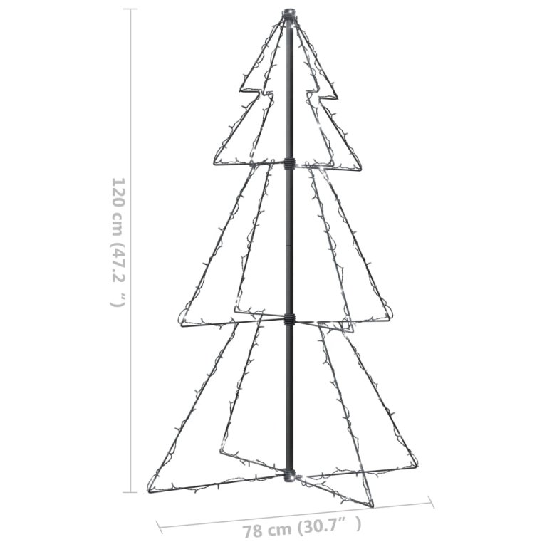 Brad Crăciun conic, 78x120 cm, 160 LED-uri, interior & exterior